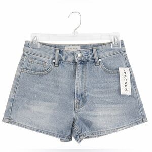 PacSun High Rise Festival Denim Shorts Blue Frost Glitter Size 24 NWT